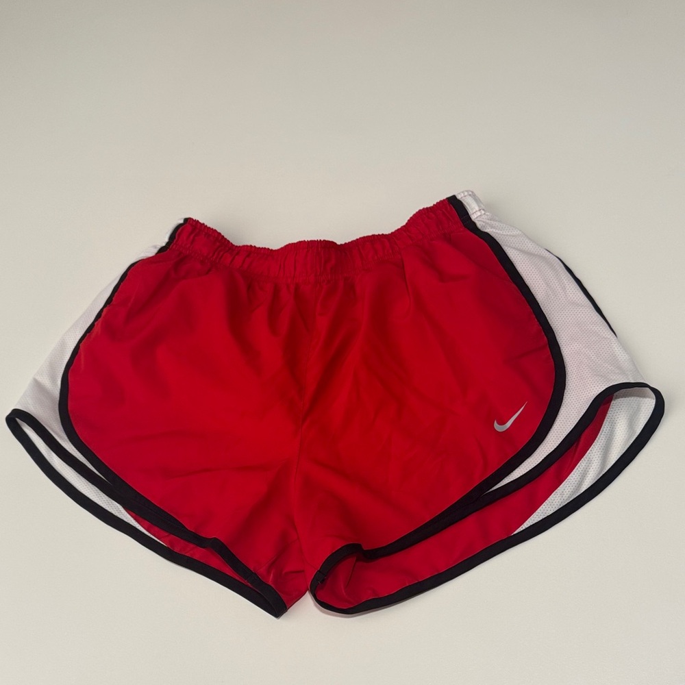 Nike Women's Red and White Athletic Shorts